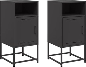 vidaXL 2 db fekete acél éjjeliszekrény 36 x 39 x 78 cm