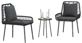 Kert étkező szett 3 pcs Fekete és Antracit Poli rattan és acél