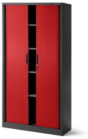 Fém szekrény harmonika ajtókkal DAMIAN, 900 x 1850 x 450 mm, antracit-piros
