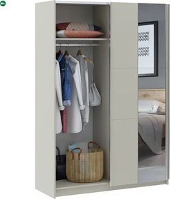 LUSE Gardrobeszekrény Beige Színben Tükörrel 150 cm