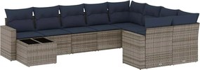 vidaXL 10 részes szürke polyrattan kerti ülőgarnitúra párnával