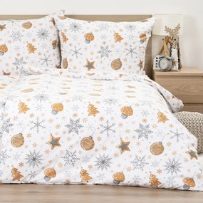4Home Flanel ágynemű Golden Xmas Night, 220 x 200cm, 2 db 70 x 90 cm, 220 x 200 cm, 2 db 70 x 90 cm