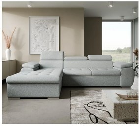 Ággyá nyitható L-alakú sarok ülőgarnitúra tárolóval PADUA szürke balos