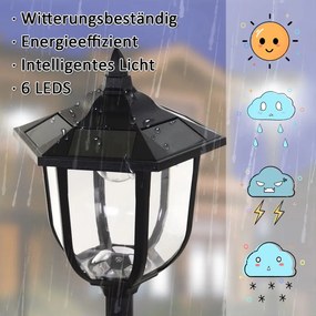 Outsunny Napelemes LED kerti lámpa, műanyag lámpa, kültéri lámpa beltéri és kültéri használatra, erkélyre, dekorációhoz fekete