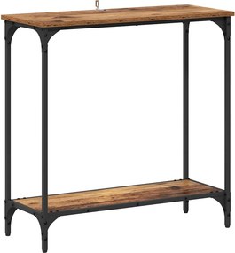 vidaXL Konzolasztal polcokkal Régi fa 75 x 30.5 x 75 cm Faanyag