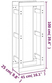 vidaXL tömör fenyőfa tűzifatartó állvány 41x25x100 cm