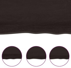 sötétbarna kezelt tömör fa fürdőszobai pult 180x60x(2-4) cm