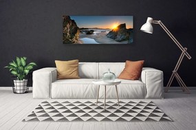 Vászonkép Rock Beach Sun Landscape 125x50 cm
