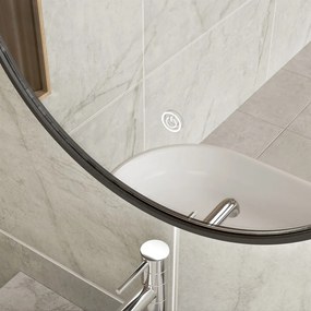 Erga Emma, ​​kerek LED tükör 80cm, fekete fém keret, 1840 lm, 6500K, háttérvilágítás, ERG-V01-201-8080-BK