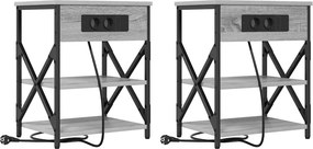 vidaXL Éjjeliszekrény 2 pcs Szürke Sonoma 41 x 31 x 51 cm Faanyag