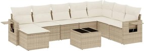 vidaXL 9 részes bézs polyrattan kerti ülőgarnitúra párnákkal