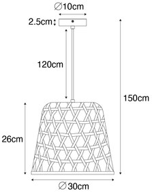 Keleti függőlámpa fekete bambusszal - Rayan