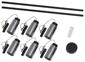 Modern sínrendszer 6 fekete függőlámpa foglalattal, 1 fázisú - Magnetic Vance