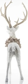 Karácsonyi Antique design Szarvas figura, műanyag, fehér, arany, 71x44x27cm