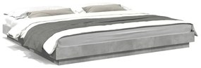 betonszürke szerelt fa ágykeret LED-del 180x200 cm