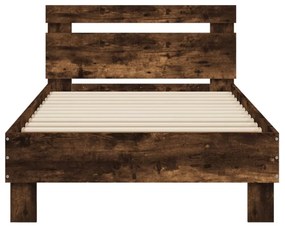 füstös tölgy színű szerelt fa ágykeret fejtámlával 90 x 190 cm