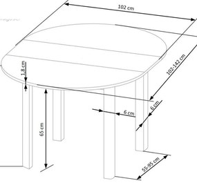 Ringo étkezőasztal kasmír/fekete 102-142cm