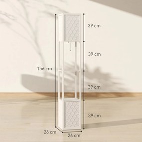 HOMCOM Állólámpa modern dizájnban, 2 polccal, láncos kapcsolóval, fekete-fehér
