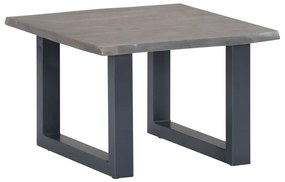 Szürke tömör akácfa dohányzóasztal természetes éllel 60x60x40cm