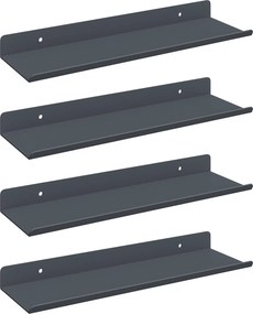 vidaXL Lebegő polc 4 pcs Antracit 30 x 9 x 2,5 cm Acél