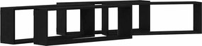 vidaXL Falpolcok polcokkal 4 pcs Fekete tölgy 80 x 15 x 26 cm Faanyag