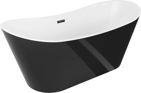 Luxury Montana szabadon álló fürdökád akril  170 x 80 cm, fehér/fekete,  leeresztö   fekete - 52011708075-B Térben álló kád