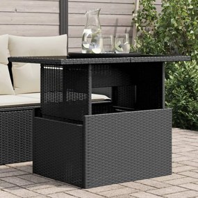 vidaXL fekete polyrattan üveglapos kerti asztal 100 x 55 x 73 cm