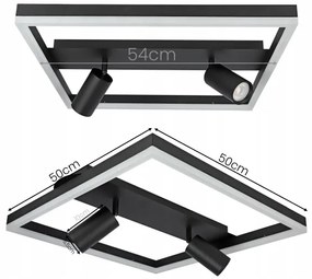 LED mennyezeti lámpatest 38W/230V + 2x GU10/30W, fekete