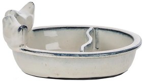 Kerámia madáretető és itató tál, törtfehér