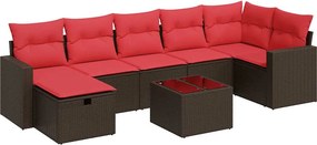 vidaXL 8 részes barna polyrattan kerti ülőgarnitúra párnákkal