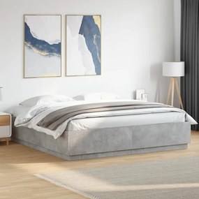 betonszürke szerelt fa ágykeret 200 x 200 cm