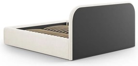 Elefántcsont színű kárpitozott ágyneműtartós franciaágy ágyráccsal 180x200 cm Juno – Windsor &amp; Co Sofas