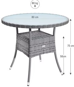 Deuba Rattan asztal Ø80 cm - szürke