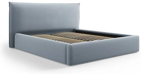 Világoskék kárpitozott ágyneműtartós franciaágy ágyráccsal 180x200 cm Elio – Milo Casa