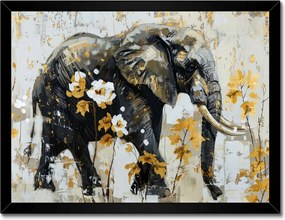 Poszter fekete keretben 40x30 Elefánt Absztrakt Arany ékezetek