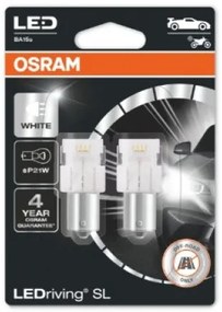 LED lámpa , égő , autó izzó , jelzőlámpa/irányjelző , 2 db-os csomag , P21W , 1.40 Watt , hideg fehér , Plug&amp;Play , OSRAM LEDriving , HL Easy