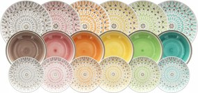 Többszínű Étkészlet 18 Részes Kerámia