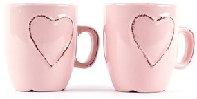 Heart cserépbögre készlet, 150 ml, 2 db, rózsaszín