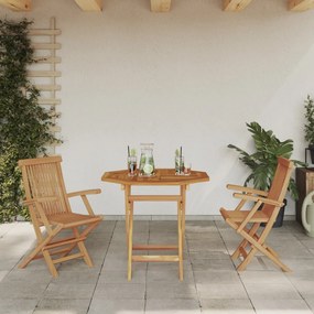 3 Részes Összecsukható Kerti Bistro Szett Szilárd Akácból
