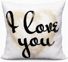 Glitter Heart párnahuzat Valentin nap 40x40 fehér arany szív modern