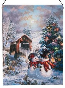 Karácsonyi hóemberek ledes falikép 20x15 cm
