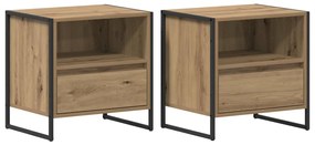 vidaXL Éjjeli asztal 2 pcs Művészi tölgy 50 x 39,5 x 50 cm Faanyag