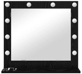 LED világítással rendelkező sminktükör fekete tölgy 60x55x18 cm