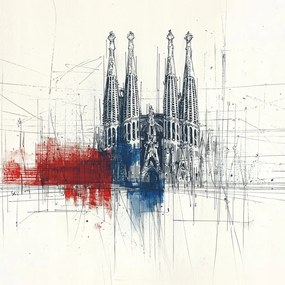 Vászonkép Canvas Barcelona Sagrada Familia Katedrális Vázlat 80x80