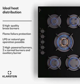 Klarstein Goldflame 5, gáz főzőlap, 5 égő