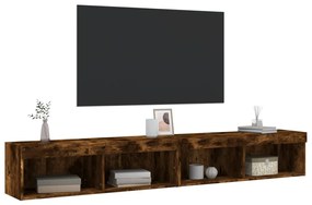 2 db füstös tölgy színű TV-szekrény LED-ekkel 100 x 30 x 30 cm