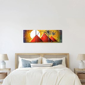 Festett egyiptomi piramisok képe (órával) (90x30 cm)