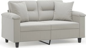 vidaXL 2 személyes világosszürke párnás mikroszálas szövetkanapé 120cm