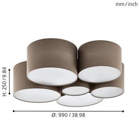 Eglo 98409 - Mennyezeti lámpa PASTORE 6xE27/40W/230V