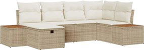 vidaXL Kerti Kanapé Szett párnával 6 pcs Bézs Poli rattan